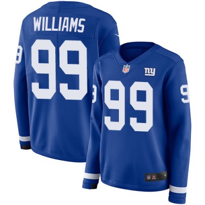 Nike New York Giants #99 Leonard Williams Royal Blue Team Color Women's Stitched NFL Limited Therma Long Sleeve Jersey
